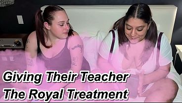 Slutty Students Give Their Teacher The Royal Treatment Double Blowjob Rimjob
